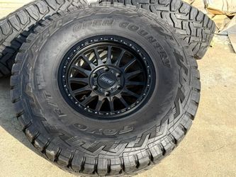 FREE DELIVERY (4) 17x8.5 Black Wheels RRW RR7-H Flow Form 6x5.5 +25mm Toyo RT 37x12.50R17 95%