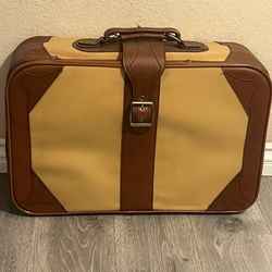 Vintage Retro Suitcase Travel Luggage Carry - On Tan brown