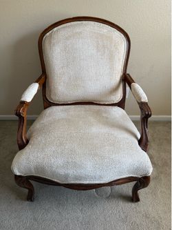 Chair Wooden Seat White Cloth