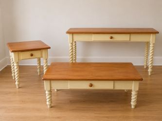 Solid wood, living room, table set and side tables