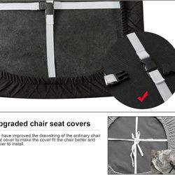 Waterproof Seat Covers for Dining Room and Kitchen Chairs Black Jacquard 4 Pc