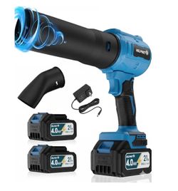 Classic Blue Cordless Leaf Blower with Battery and Charger - Blowers for Lawn Care, As Seen On TV, 999000 RPM Turbo Jet, Lightweight Handheld with Ext