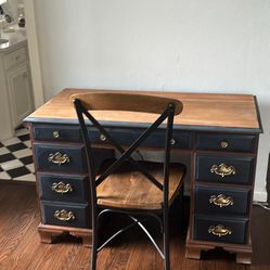 Distressed RH Look Desk with chair
