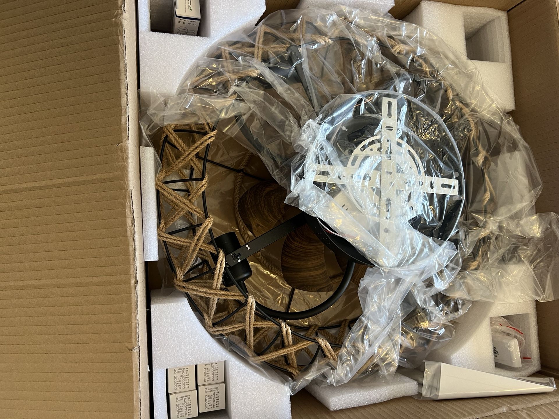 Caged boho Chandelier Fan