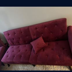 Velvet Wine Red Couch 