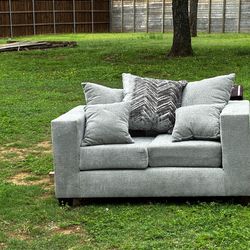 Modern Light Gray Loveseat with Accent Pillows Luxury Look for Less