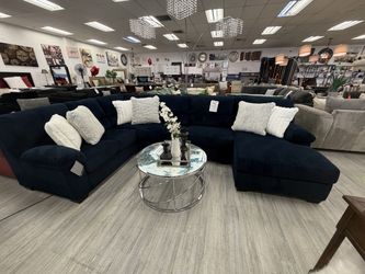 3 pc Dark Blue U Shape Sectional