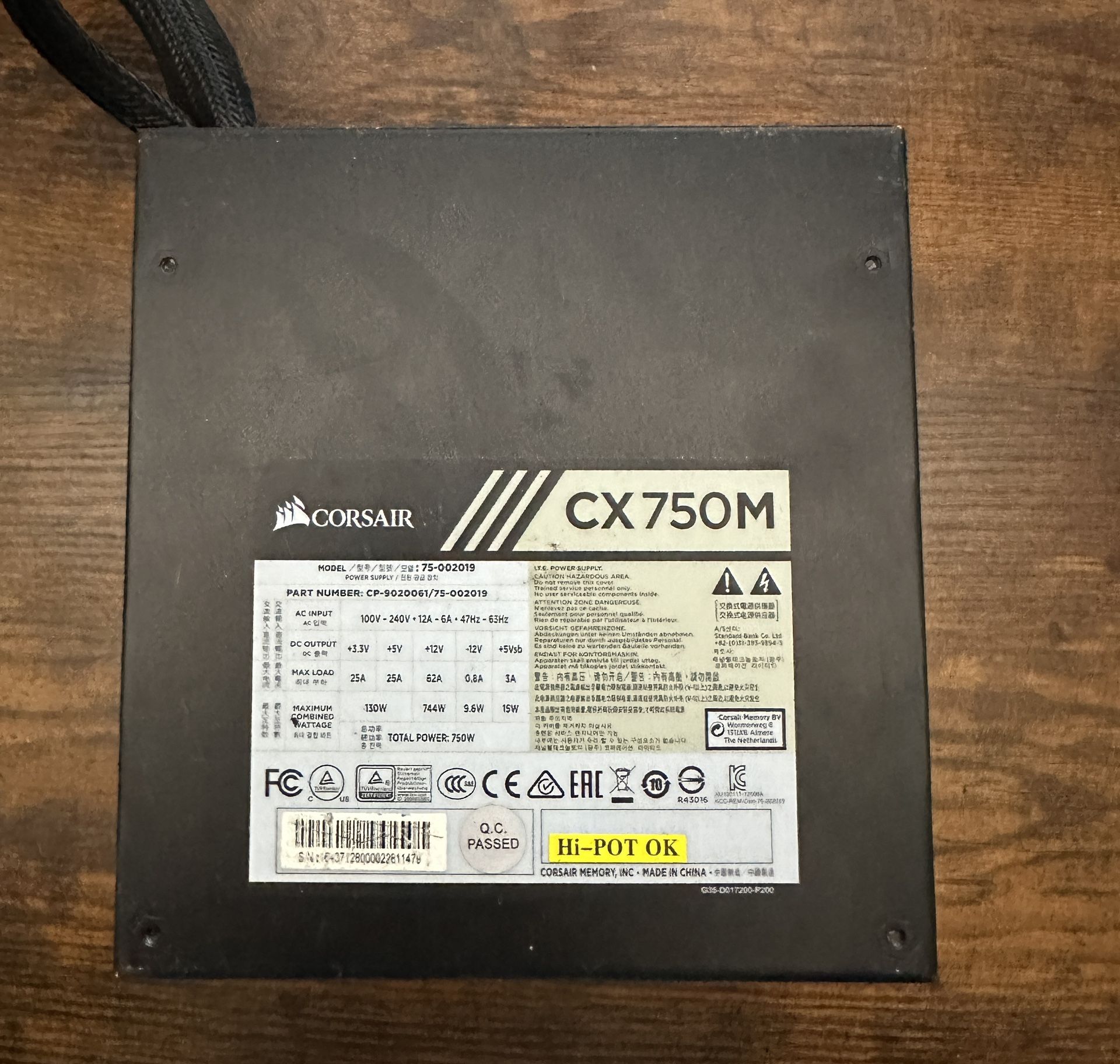 CORSAIR CX M SERIES CX750M SEMI MODULAR POWER SUPPLY PSU