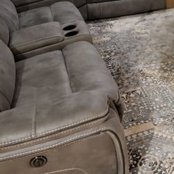Gunmetal Grey Suede Sectional