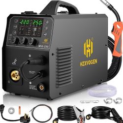 HZXVOGEN Aluminum Welder, 200A MIG Welder 110V/220V, 5 IN 1 Gas/Flux core MIG/Pulse/Lift TIG/Stick Welding Machine Synergy Aluminum Welder Machine Wit