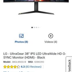 LG UltraGear 38 WQHD IPS Curved Gaming Monitor