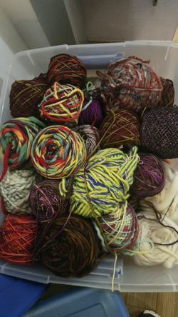 2 Tubs Of Yarn Knitting