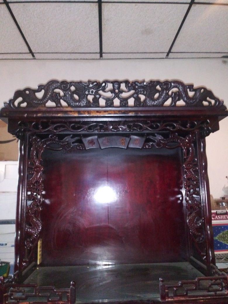 Antique China Red Wood Buddhism Praying Temple