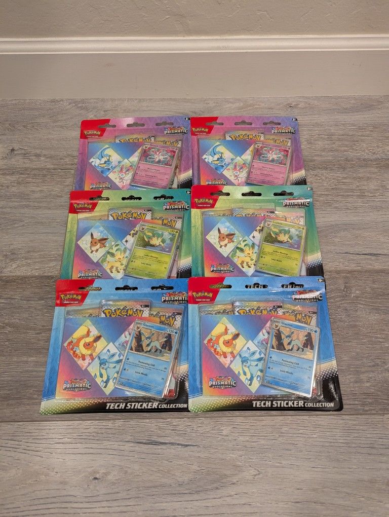 Prismatic Evolutions Sticker Collection Set of 3 (Contains 9 packs)