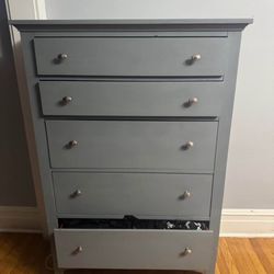 Solid Wood Gray Dresser Cabinet 