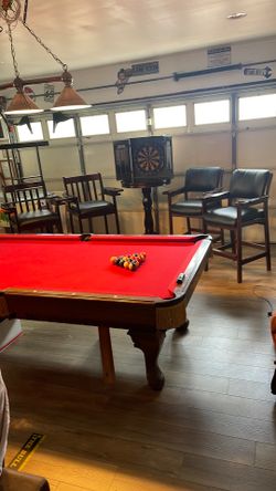 Game Room: 7’ Pool Table, Dart Board, Table /  Chairs, accessories