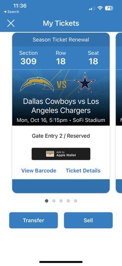 2 Tickets Dallas Cowboys @ Los Angeles Chargers 10/16/23 Inglewood, CA