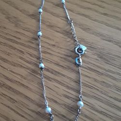 Sterling jewelry.  Ankle bracelet  Sterling with pearls. 8 inch.