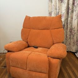 Brand new. Power Recliner Chair with Massage and Heat, Swivel Rocking Recliner Chairs, Orange