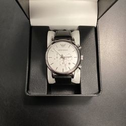 Men’s Emporio Armani Black Leather Band Watch 