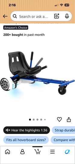 New in box! Hover-1 Buggy Hoverboard Attachment - Compatible with Most 6.5" & 8" Electric Hoverboards, Hand-Operated Rear Wheel Control, Adjustable Fr