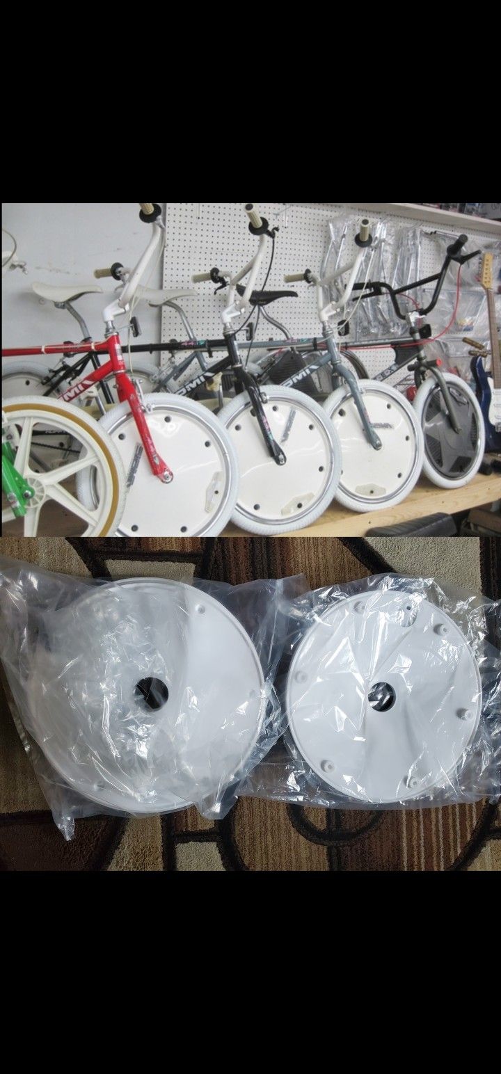 NEW Bicycle Bmx Oldschool Wheel Covers White