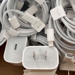 20W Genuine OEM Apple iPhone Fast Charger & USB-C Lightning Cable