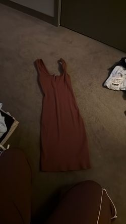 Mauve Ribbed Sleeveless Midi Dress small medium