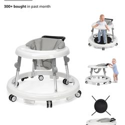 New Baby Walker Foldable with 9 Adjustable Heights, Baby Walker with Wheels Portable, Infant Toddler Walker for Baby Boy Girls 6-18 Months