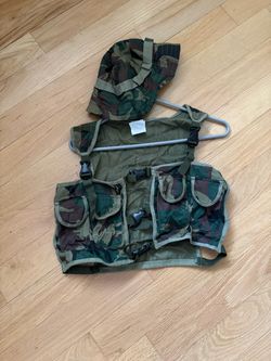 Halloween costume military camouflage tactical load-bearing vest (LBV) with hat. Children L12-14