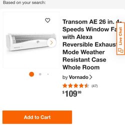 Vornado TRANSOM High Powered Reversible Window Fan, ALEXA Compatible 