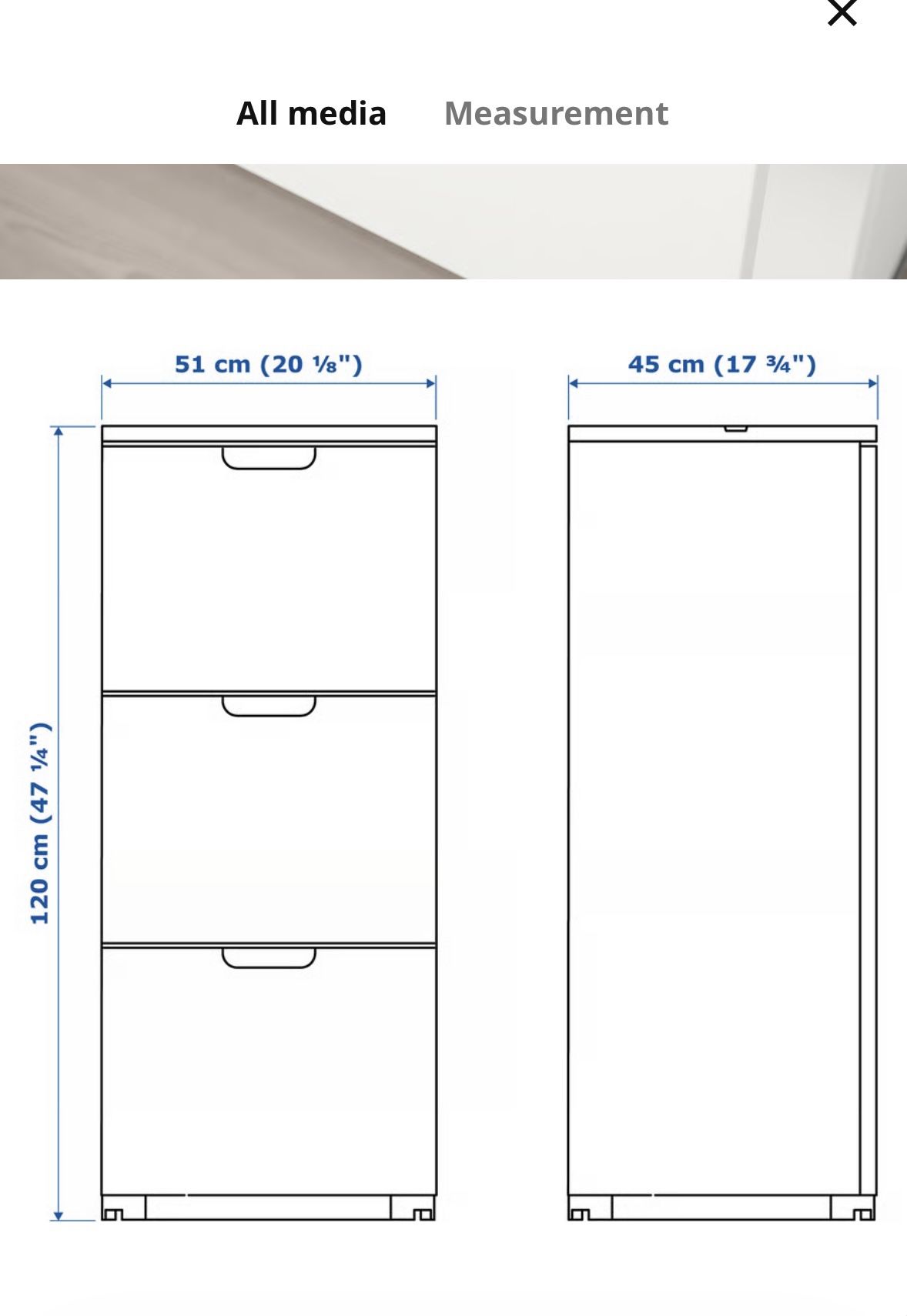 IKEA Galant 3 Drawer Locked File Cabinet 