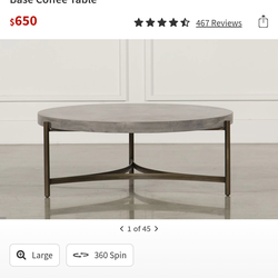 49" Stratus Cement Top Cocktail Coffee Table Metal Frame