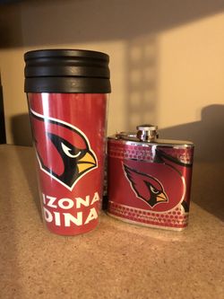 Arizona Cardinals cup and 6 oz stainless steel flask