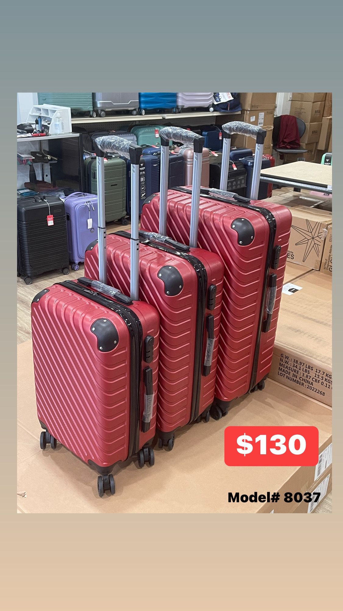 New 3 Piece Hardside Luggage Set