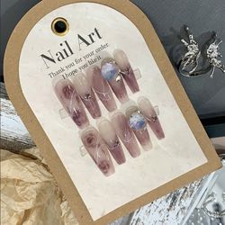 Hand made press on nail Size:S