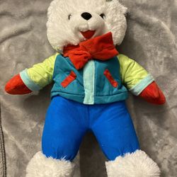 Holiday Time White Ski Boy Teddy Child's Plush Toy stuffed animal 2023