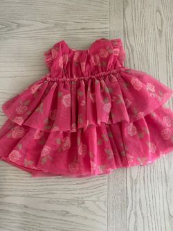 Pink Floral Tiered Baby Dress