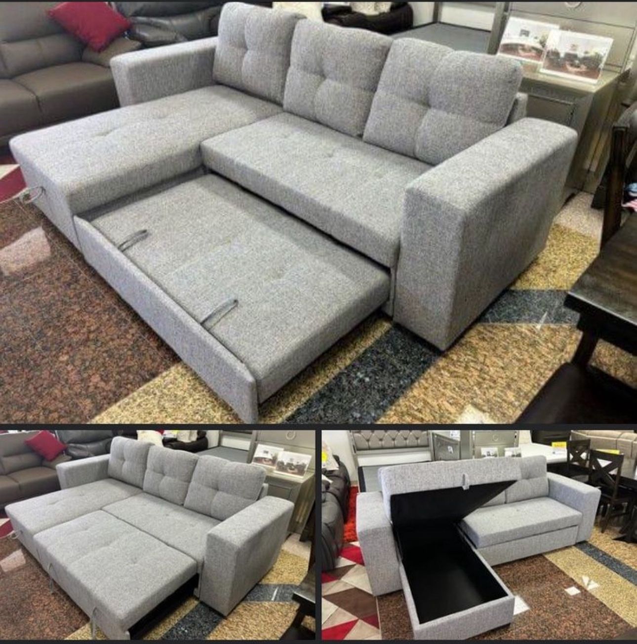 COMFY NEW MONACO REVERSIBLE CHAISE SOFA BED ON SALE ONLY $699. IN STOCK SAME DAY DELIVERY 🚚 EASY FINANCING
