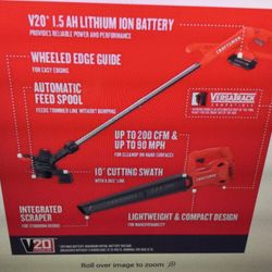 BATTERY BLOWER AND TRIMMER KIT. CGRAFTSMAN 20 V V20. BATTERY AND CHARGER INCLUDED