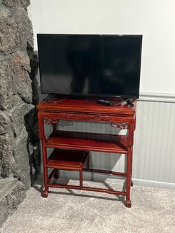 Chinese Rosewood Carved Side Table with Shelves