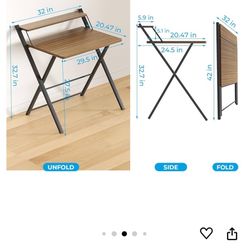 Foldable grey/brown Desk No Assembly Required 