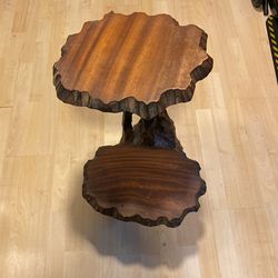 HAND-CARVED TREE TABLE