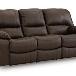 Brown Leather Power Recliner Couches (Three Piece)