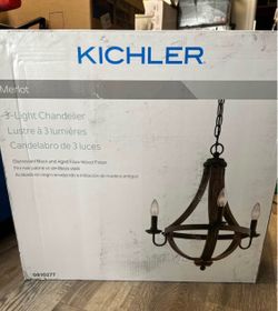 Kichler Merlot 3 Light Distressed Black Mixed material Chandelier