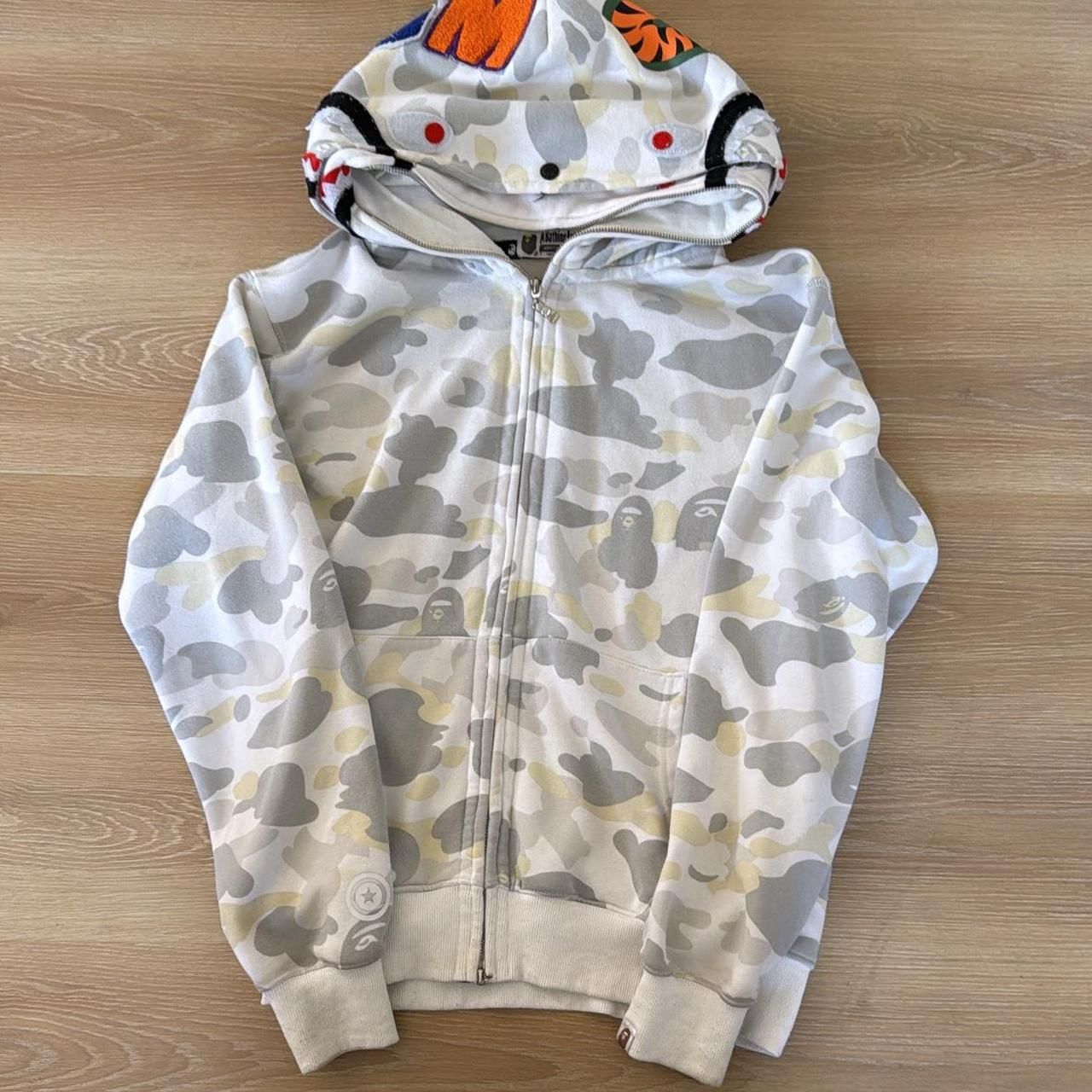 Bape Mens White Cream & White Hoodie 