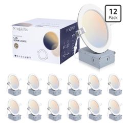 Paquete de 12 luces de techo empotrables ultrafinas de 6 pulgadas