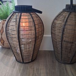 Bamboo Candle Lanterns Japanese Hand Woven