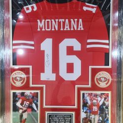 49ers Joe Montana Signed, TriStar-Certified, Deluxe-Framed Jersey 