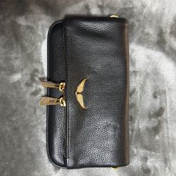 Zadig & Voltaire Rock Nano Grained Leather Bag / Black And Gold